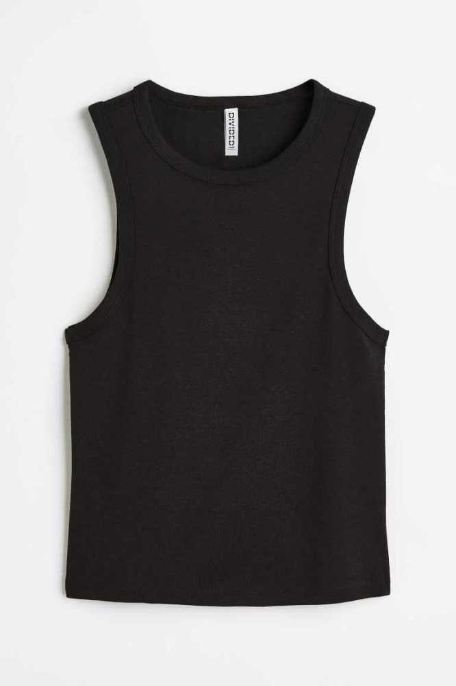 H&M Tank Oberteile Damen Schwarz | 3286-UAXOJ