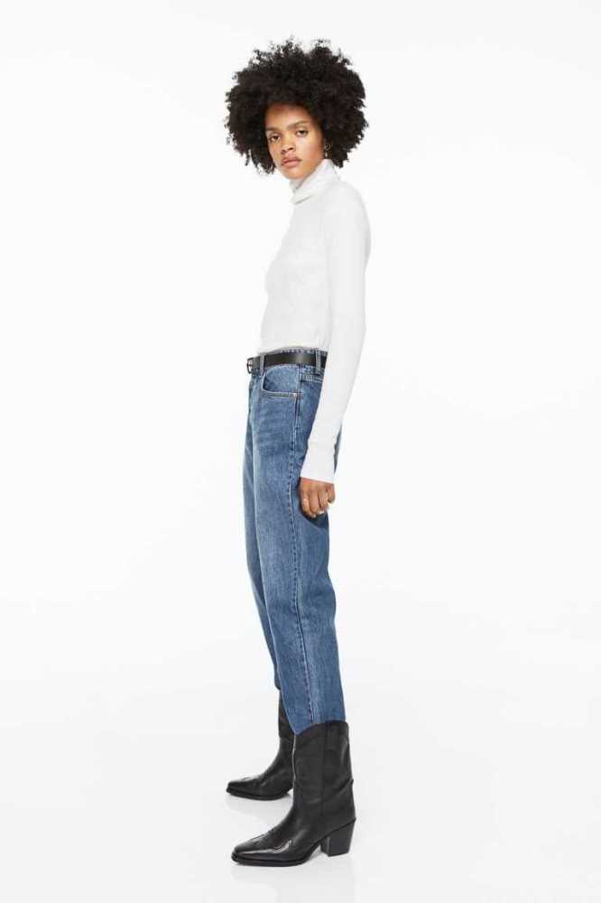 H&M Tapered High Ankle Jeans Damen Dunkelgrau | 4736-OPHAQ