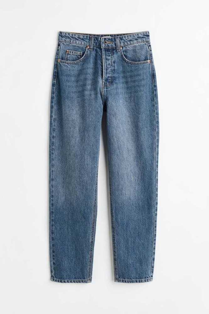 H&M Tapered High Ankle Jeans Damen Dunkelgrau | 4736-OPHAQ