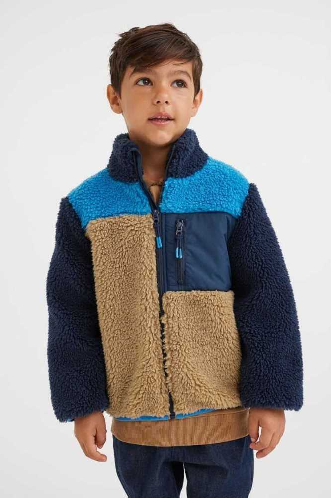 H&M Teddy Bear Jacket Oberbekleidung Kinder Blau | 7056-WPUAB