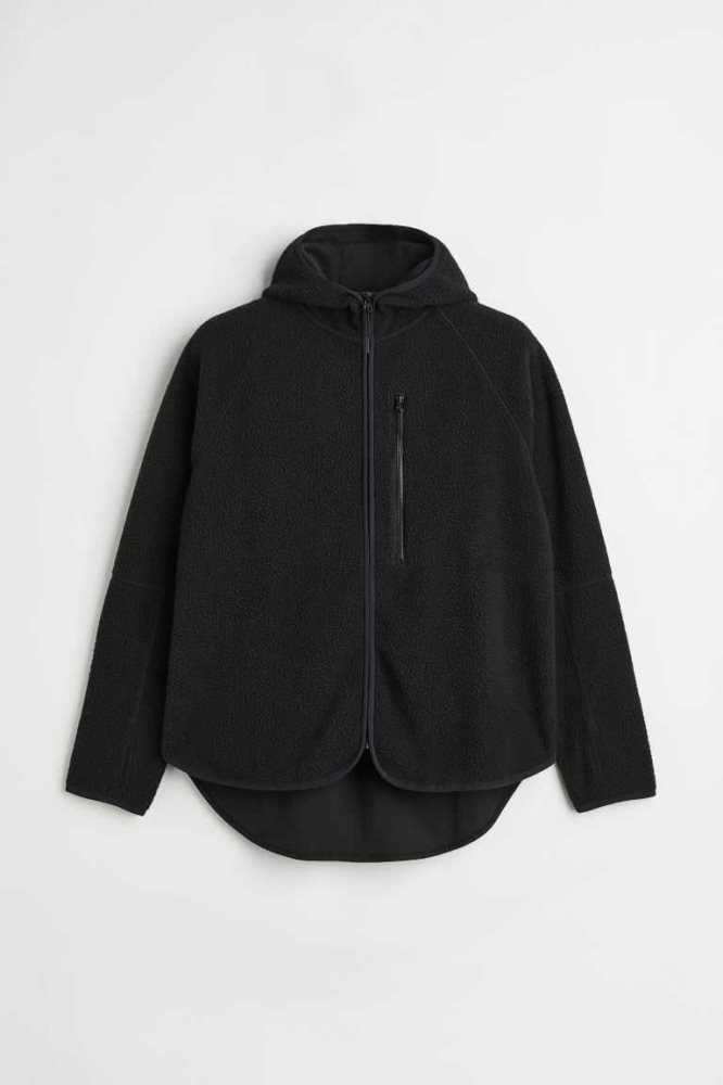 H&M Teddy Fleece Jacket Sportbekleidung Damen Schwarz | 0396-VUKRI