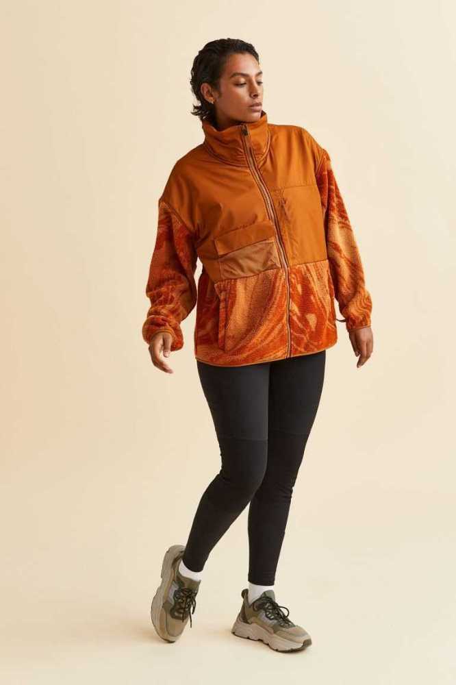 H&M Teddy Fleece Sports Jacke Damen Orange | 5962-YLMWX