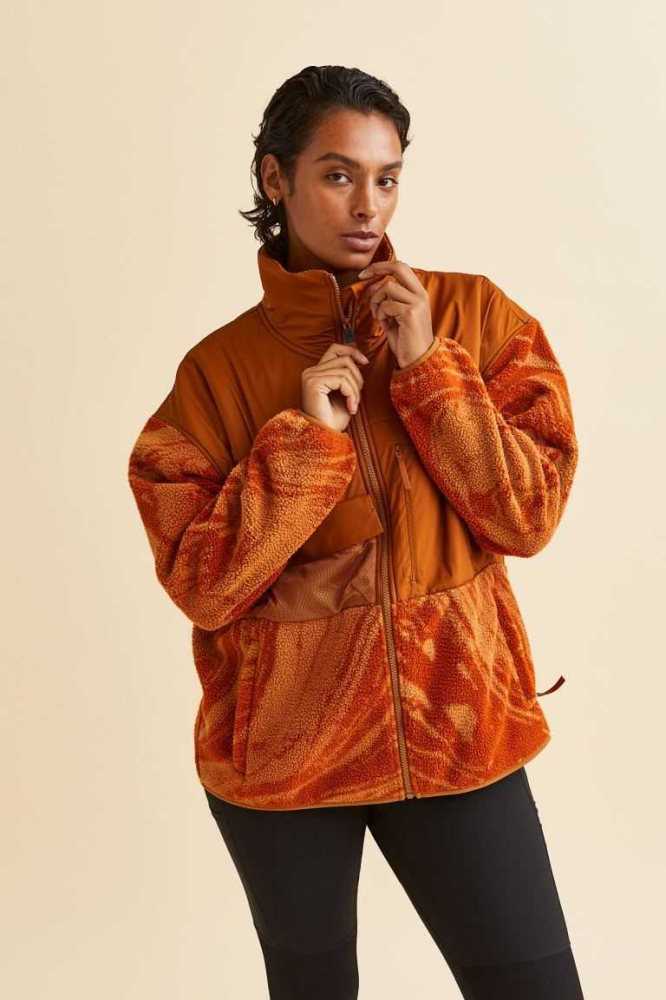 H&M Teddy Fleece Sports Jacke Damen Orange | 5962-YLMWX