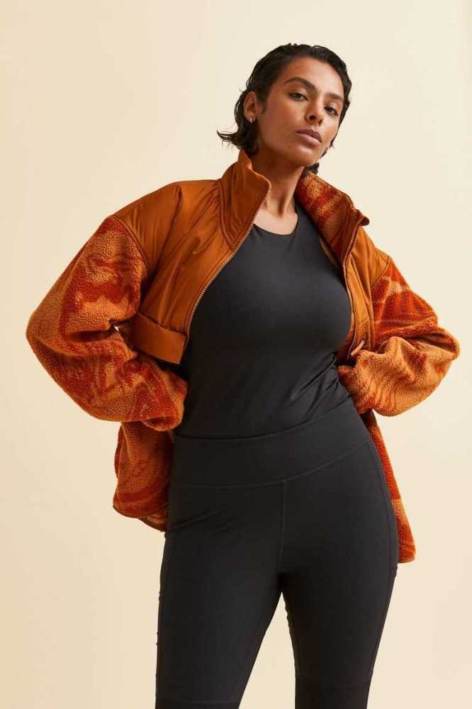 H&M Teddy Fleece Sports Jacke Damen Orange | 5962-YLMWX