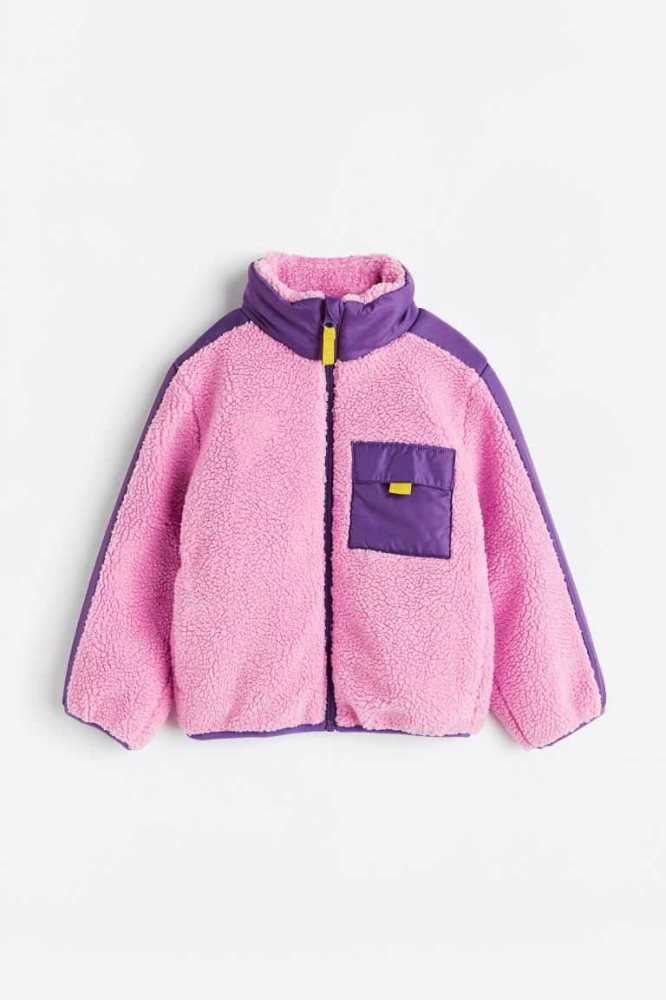 H&M Teddy Jacket Oberbekleidung Kinder Rosa Lila | 1530-DTICK