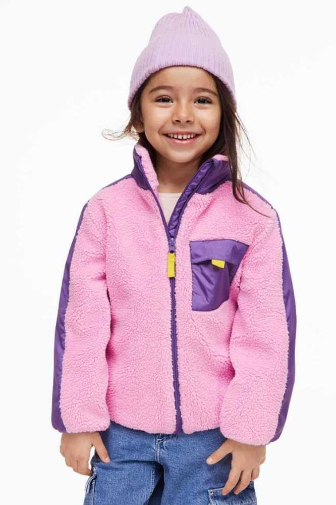 H&M Teddy Jacket Oberbekleidung Kinder Rosa Lila | 1530-DTICK