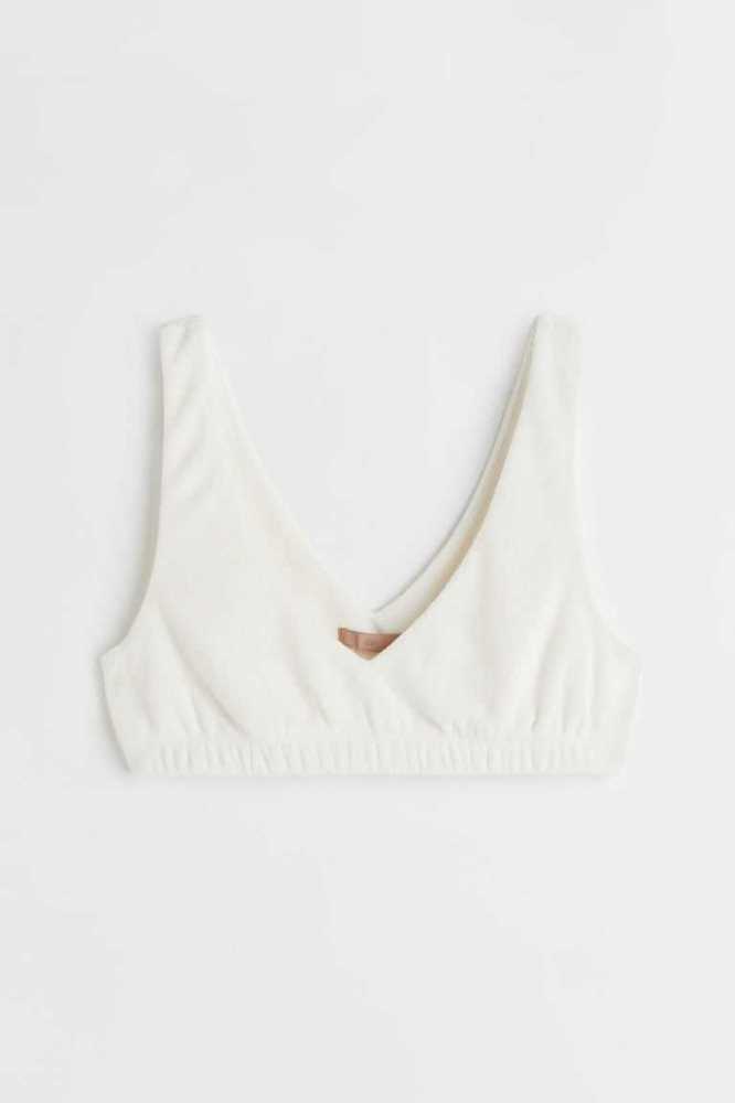 H&M Terry Crop Top Loungewear Damen Weiß | 0983-HFMQN