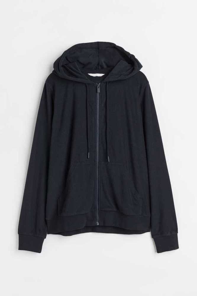 H&M Terry Mit Kapuze Jacket Hoodie Damen Dunkelblau | 1548-VPKEZ