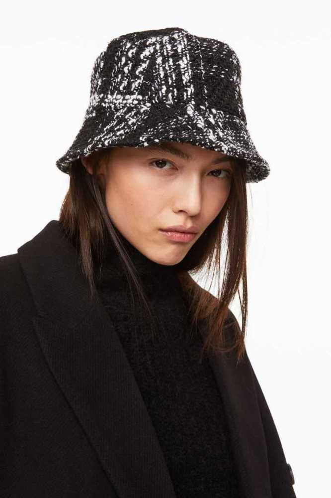 H&M Textured Bucket Hüte Damen Schwarz | 6813-JAVIG