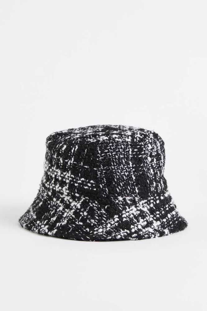 H&M Textured Bucket Hüte Damen Schwarz | 6813-JAVIG