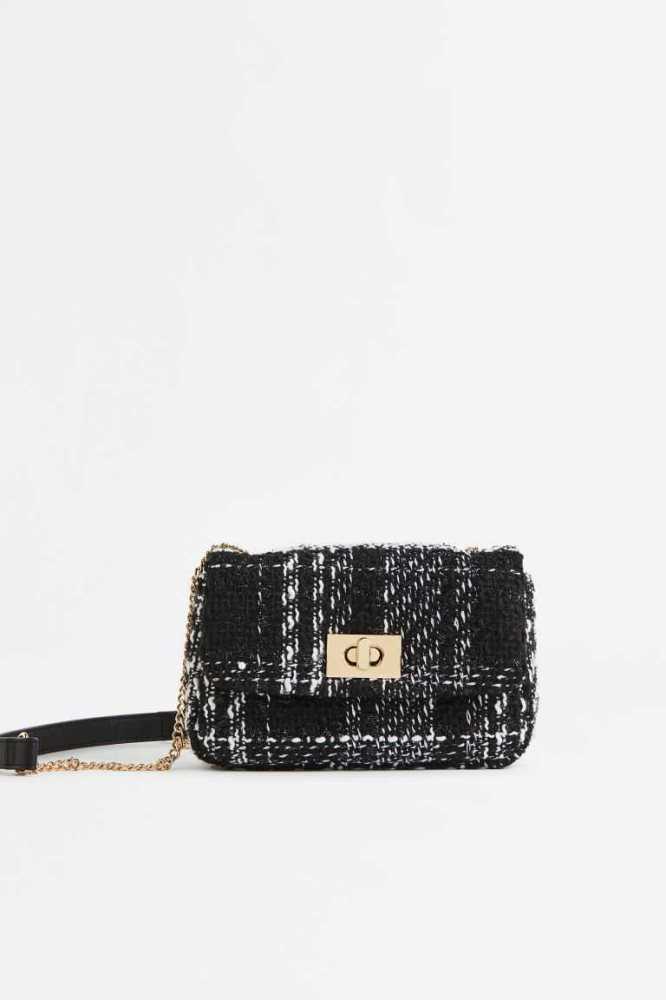 H&M Textured Shoulder Tasche Damen Schwarz | 2308-HUXNB