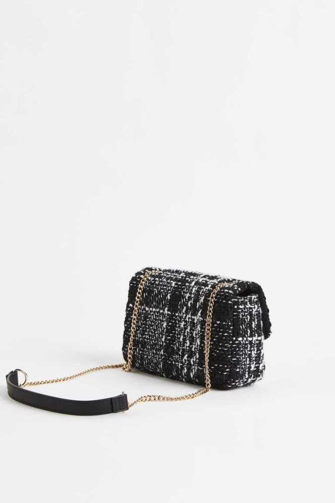 H&M Textured Shoulder Tasche Damen Schwarz | 2308-HUXNB