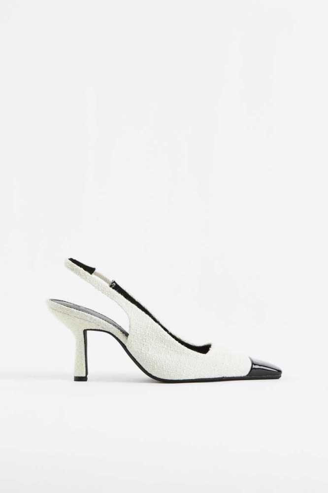 H&M Textured Slingbacks Badelatschen Damen Weiß | 1268-AVKLB