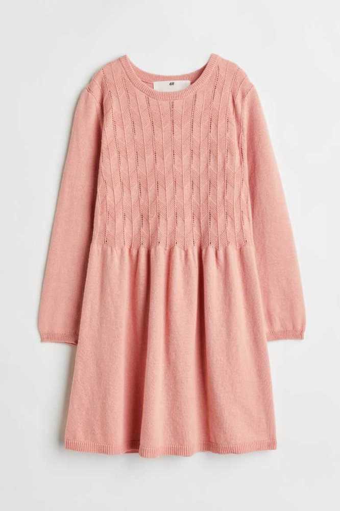 H&M Textured-knit Kurzes Kleid Kinder Dunkelbeige | 4582-BHMZC