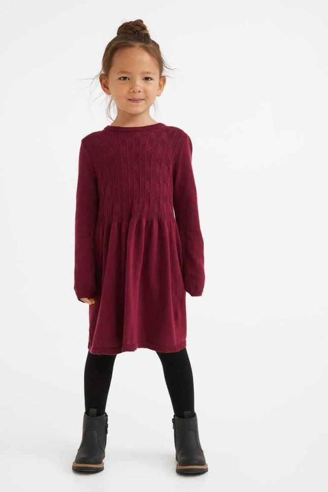 H&M Textured-knit Kurzes Kleid Kinder Dunkelbeige | 4582-BHMZC