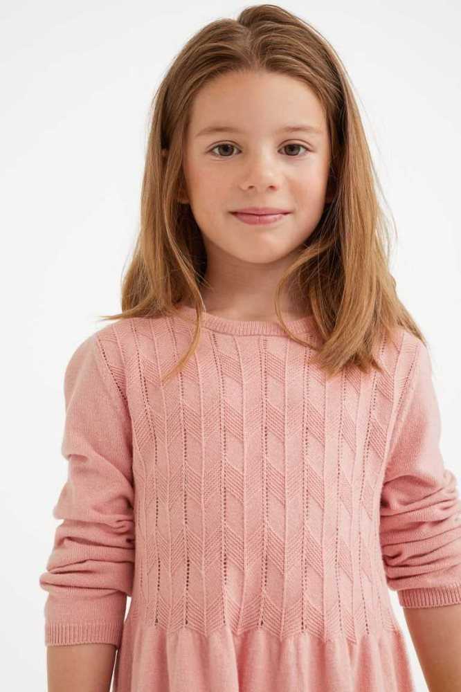 H&M Textured-knit Kurzes Kleid Kinder Dunkelrot | 4879-KQTYC