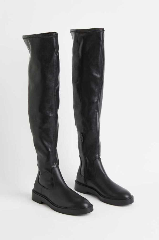 H&M Thigh-high Stiefel Damen Schwarz | 8194-IYDSV