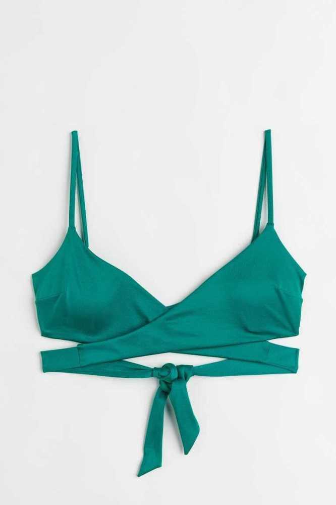 H&M Tie-detail Bikini Top Strandkleidung Damen Hellrosa | 0615-TVPWG