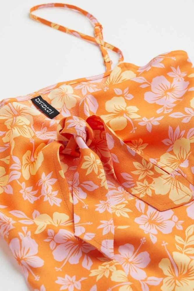 H&M Tie-detail Cut-out Kleider Damen Orange | 3512-TKJOZ