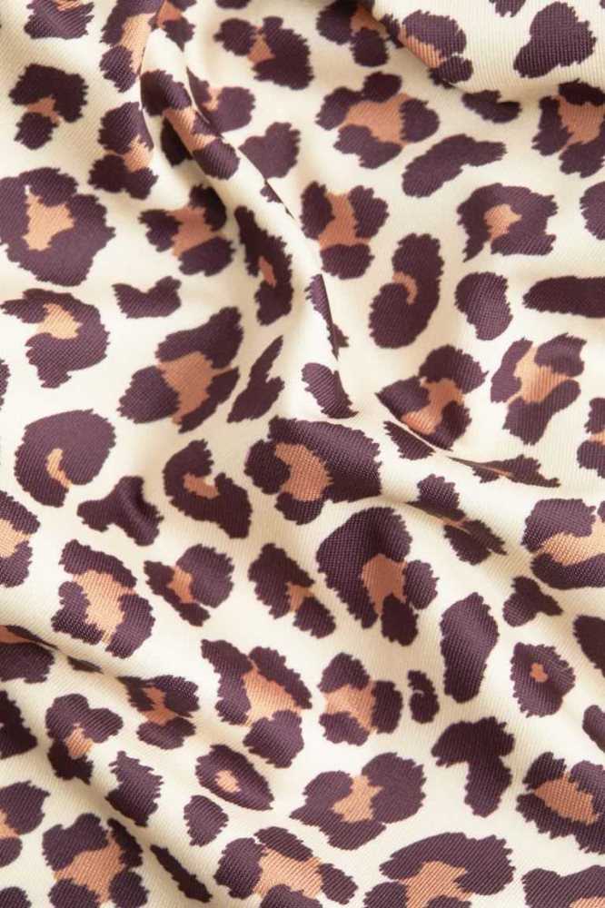 H&M Tie-detail Kleider Damen Beige Leopard | 0732-ZMBUY