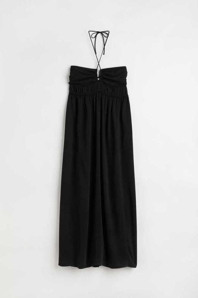 H&M Tie-detail Kleider Damen Schwarz | 3857-MQJID