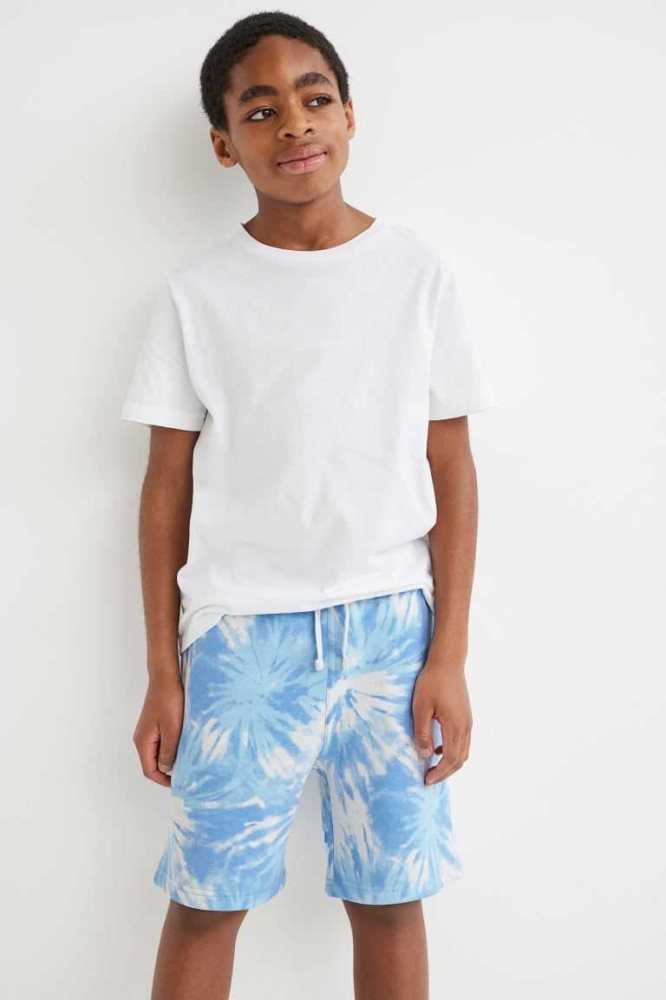 H&M Tie-dye-patterned Kurze Hose Kinder Hellblau | 4362-HNAPQ