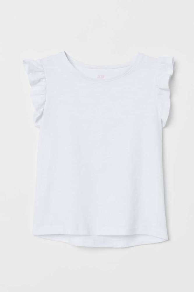 H&M Top Jersey Kinder Weiß | 6457-GAIKJ