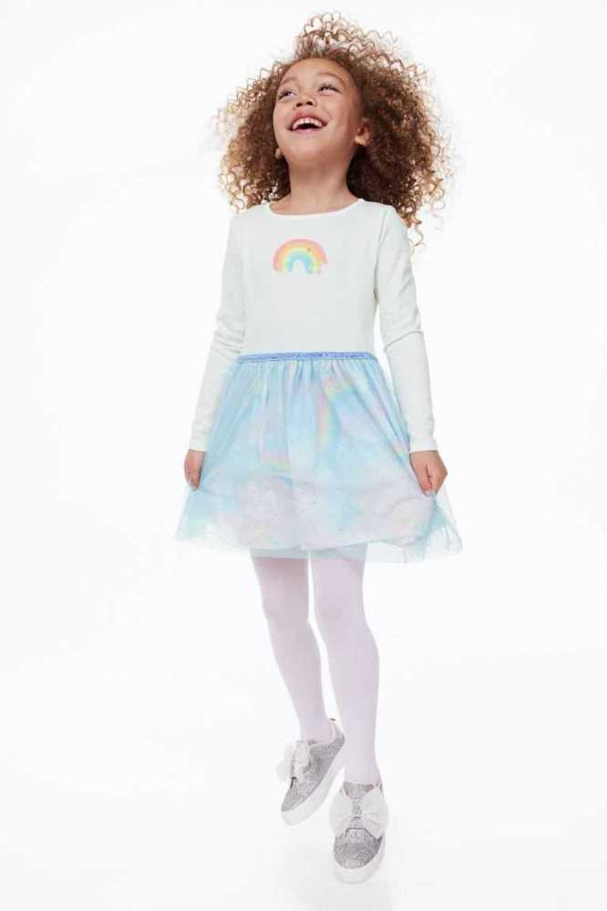 H&M Tulle-skirt Jersey Kurzes Kleid Kinder Dunkelgrau | 2634-MFOBU