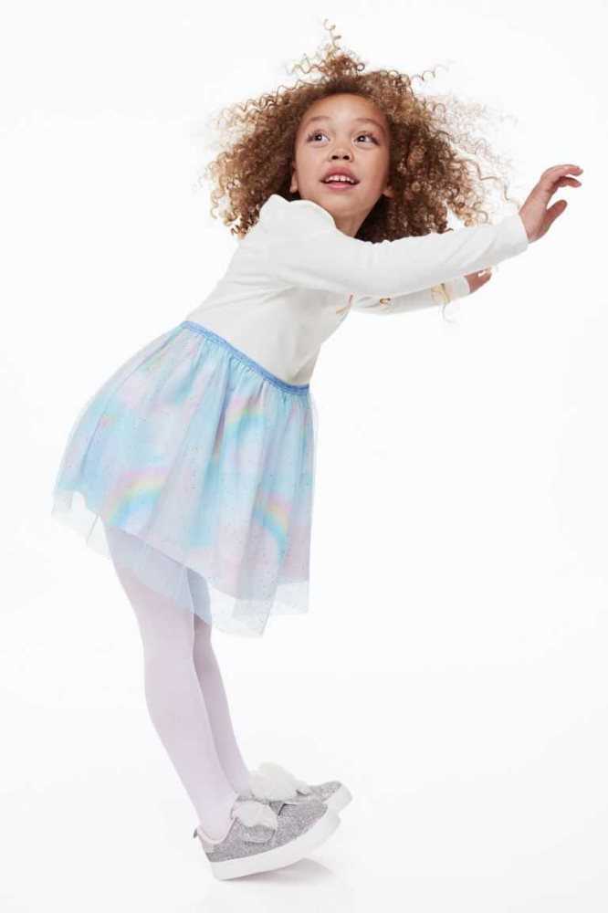 H&M Tulle-skirt Jersey Kurzes Kleid Kinder Dunkelgrau | 2634-MFOBU