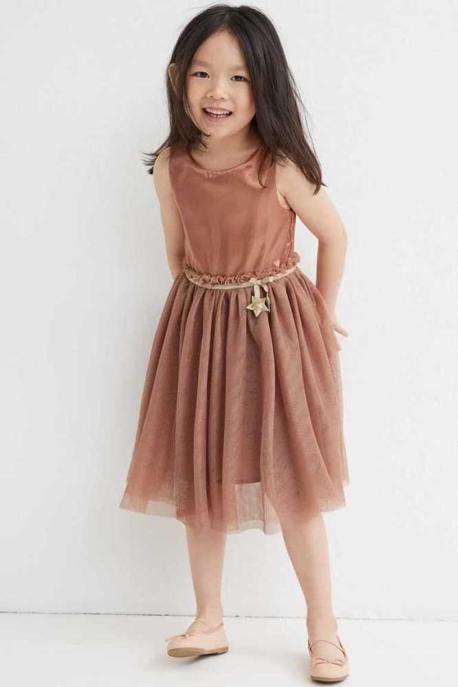 H&M Tulle-skirt Kurzes Kleid Kinder Beige Rosa | 5813-EVZUK