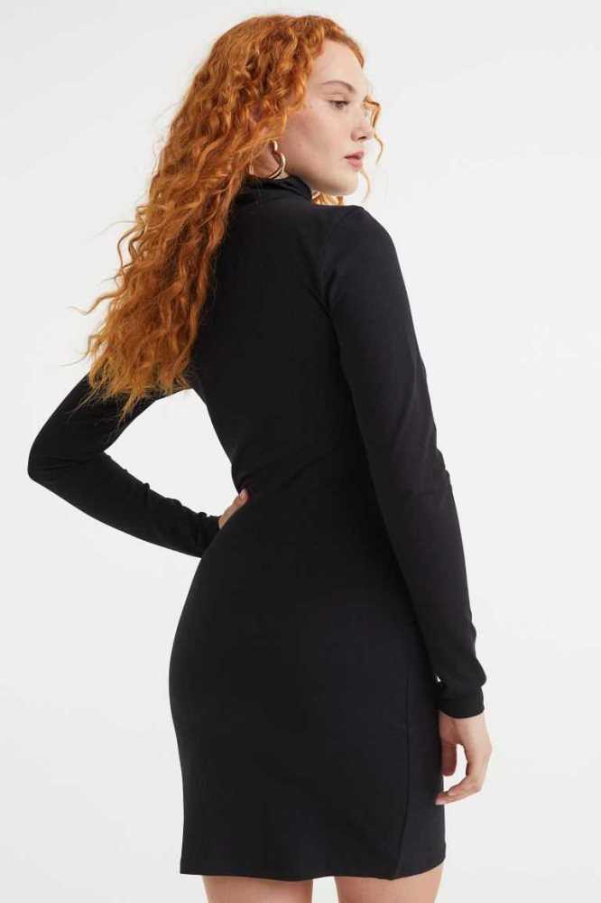 H&M Turtleneck Bodycon Kleider Damen Dunkelbraun | 1864-GMCKN