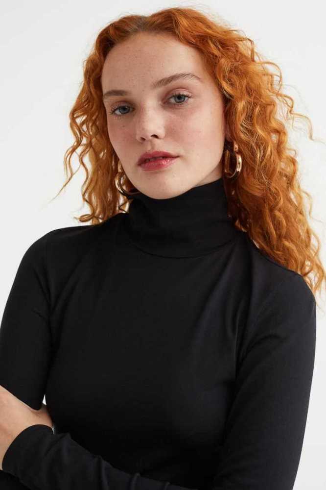 H&M Turtleneck Bodycon Kleider Damen Dunkelbraun | 1864-GMCKN