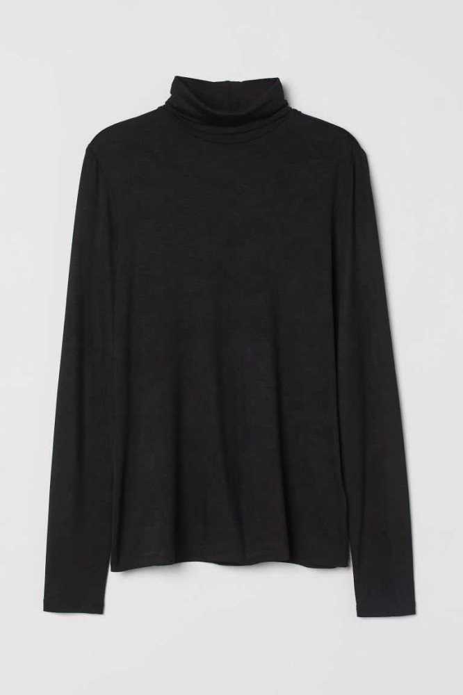 H&M Turtleneck Oberteile Damen Schwarz | 4210-INVPR