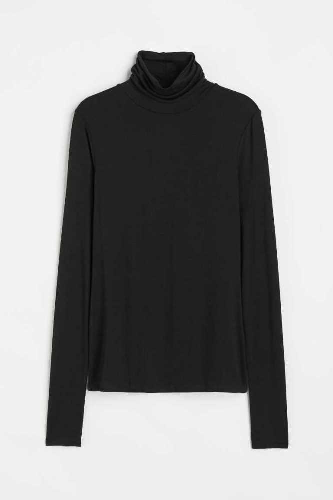 H&M Turtleneck Oberteile Damen Schwarz | 9368-JCDFE