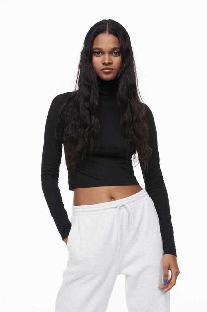 H&M Turtleneck Top Pullover Damen Dunkelgrau | 9807-RBJQK