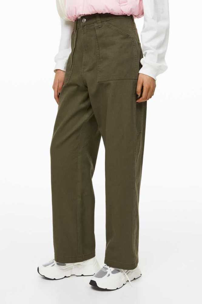 H&M Twill Cargo Hose Damen Dunkelbeige | 4258-RPLNQ