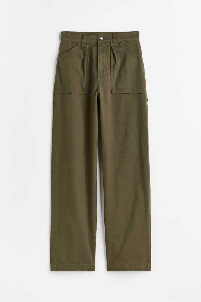 H&M Twill Cargo Hose Damen Dunkelbeige | 4258-RPLNQ