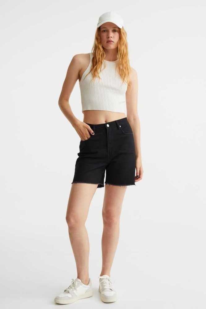 H&M Twill Kurze Hose Damen Weiß | 8102-YMKLT