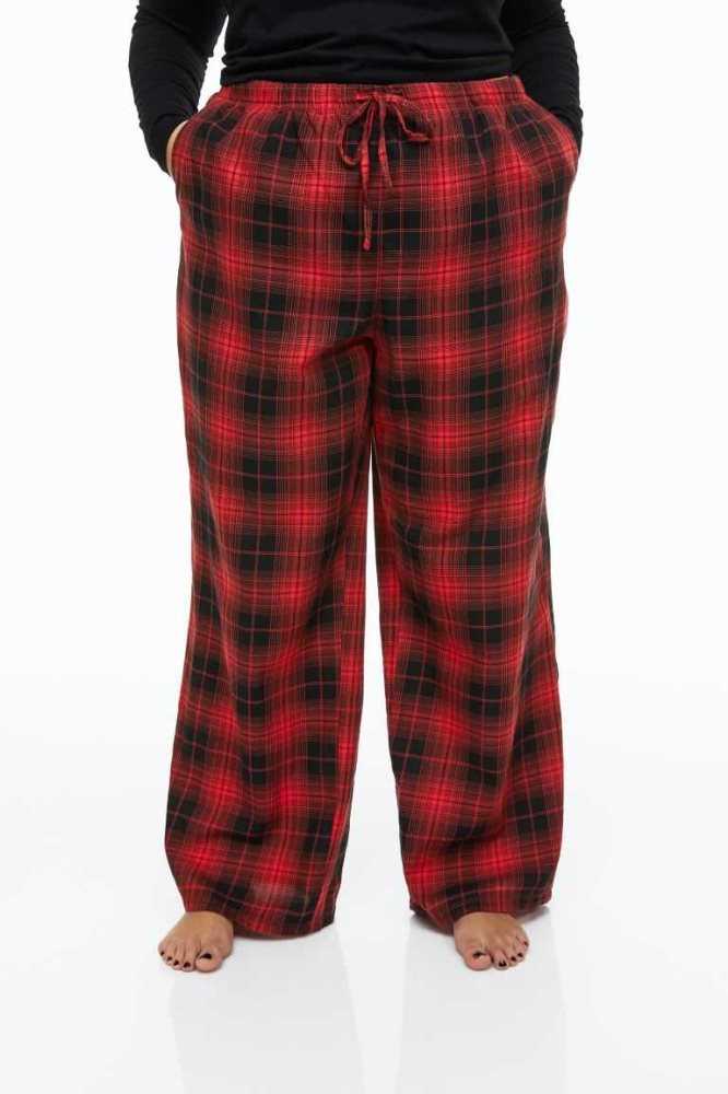 H&M Twill Pajama Pants Nachtwäsche Damen Rot | 6014-TVUML