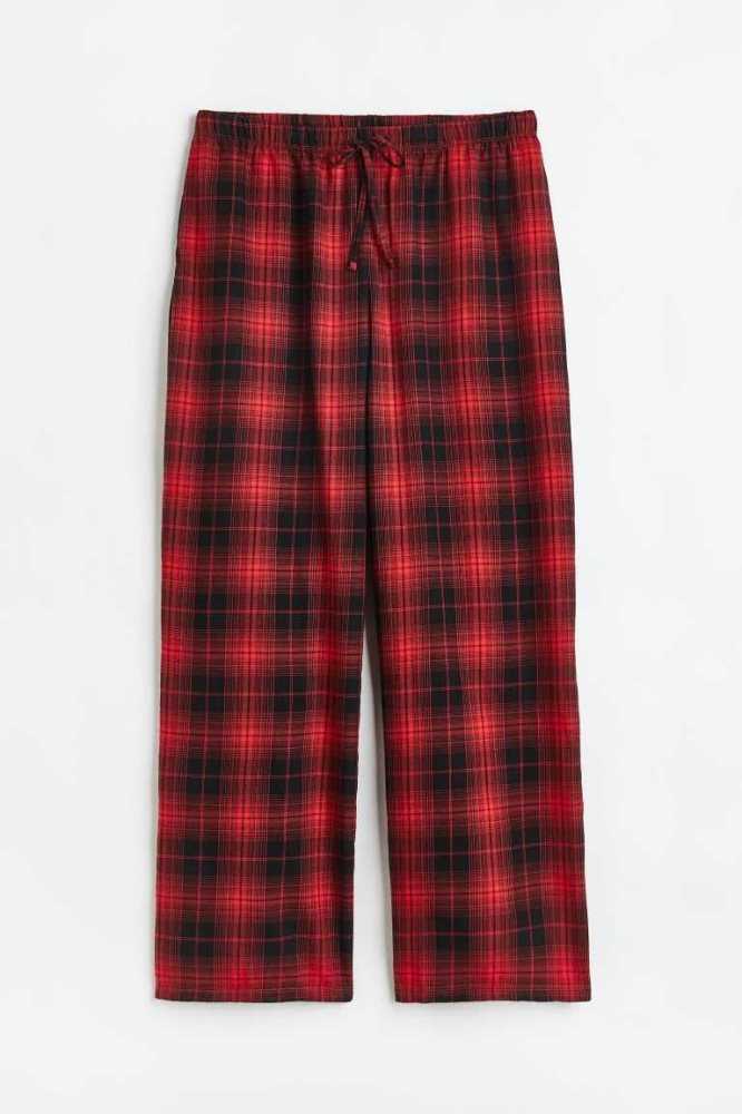 H&M Twill Pajama Pants Nachtwäsche Damen Rot | 6014-TVUML