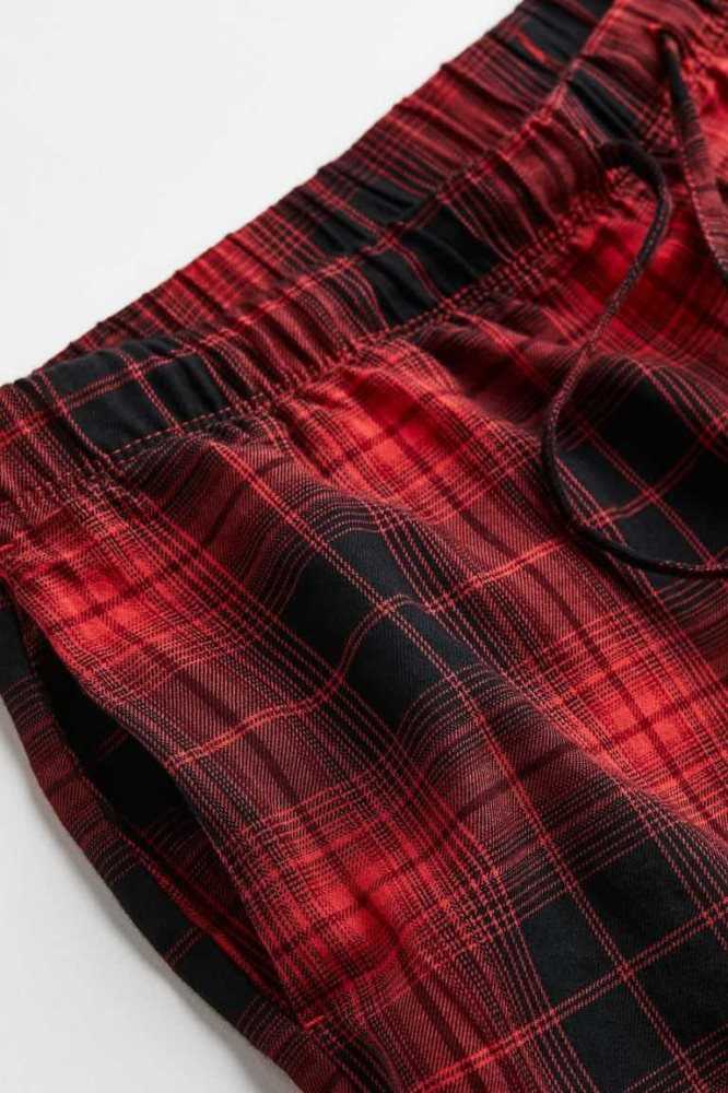 H&M Twill Pajama Pants Nachtwäsche Damen Rot | 6014-TVUML