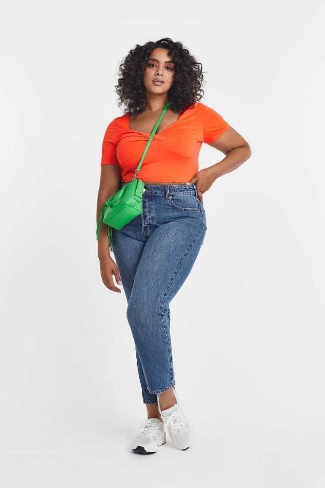 H&M Twisted-detail Crop Oberteile Damen Orange | 0567-UJCZL