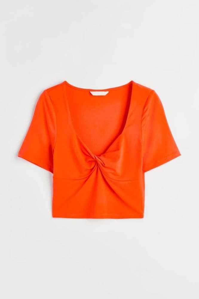 H&M Twisted-detail Crop Oberteile Damen Orange | 0567-UJCZL