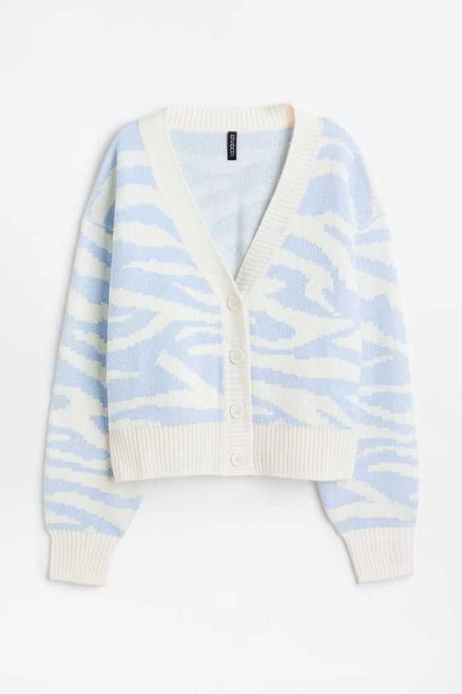 H&M V-neck Cardigan Pullover Damen Hellblau | 7235-NWSYT