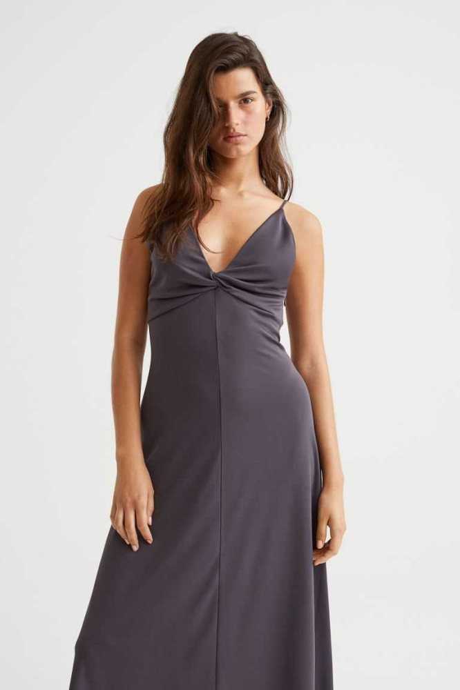 H&M V-neck Kleider Damen Helllila | 4089-MWGPF