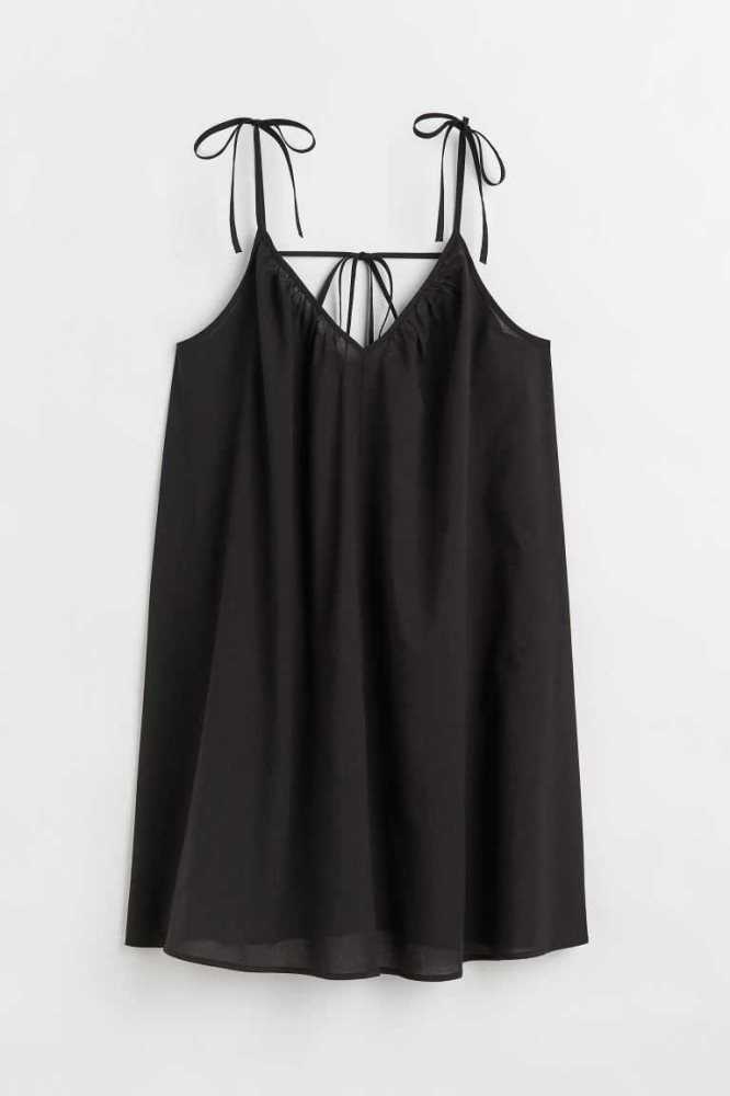 H&M V-neck Mini Kleider Damen Schwarz | 0951-EHIJK