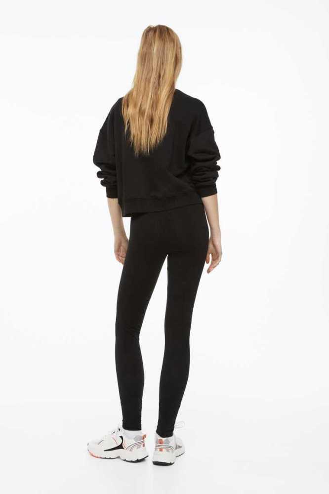 H&M V-waist Leggings Hose Damen Dunkelgrau | 5089-FMPQZ