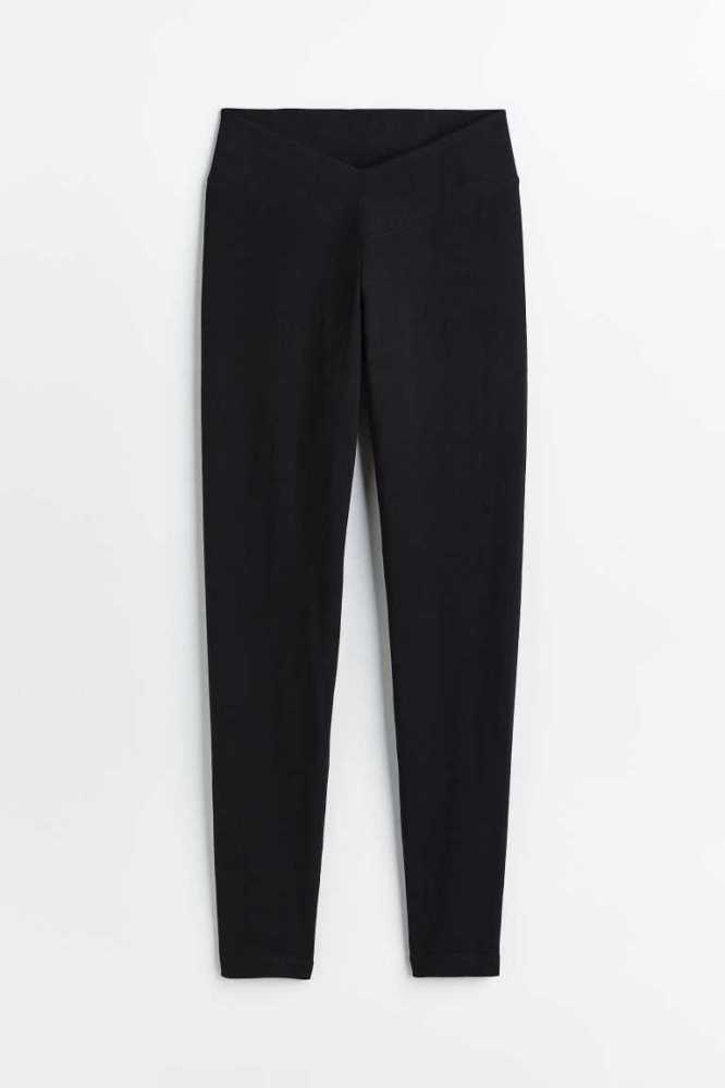 H&M V-waist Leggings Hose Damen Dunkelgrau | 5089-FMPQZ