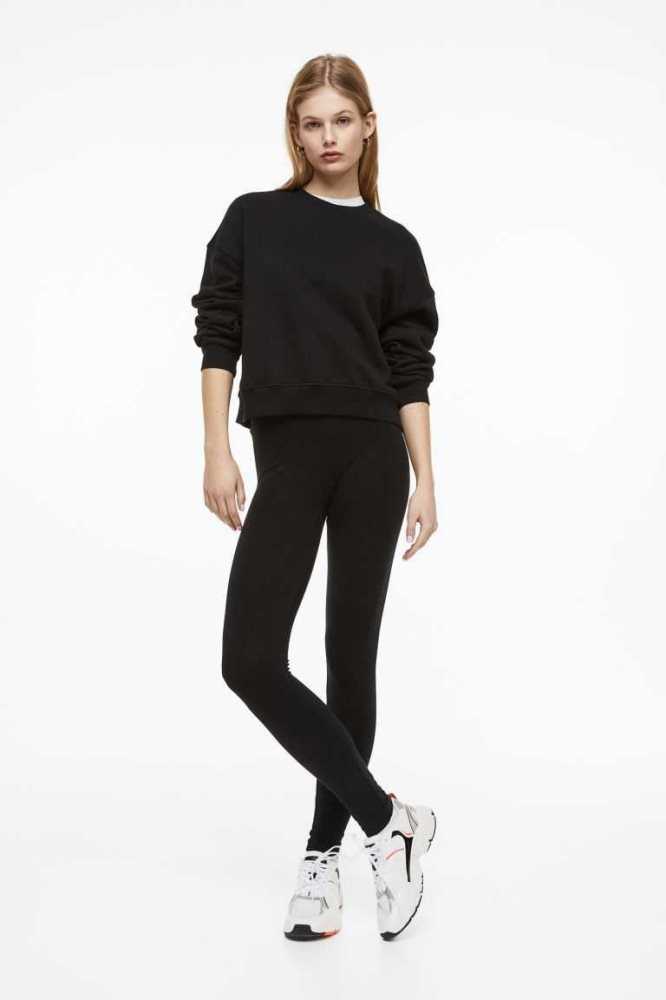 H&M V-waist Leggings Hose Damen Dunkelgrau | 5089-FMPQZ