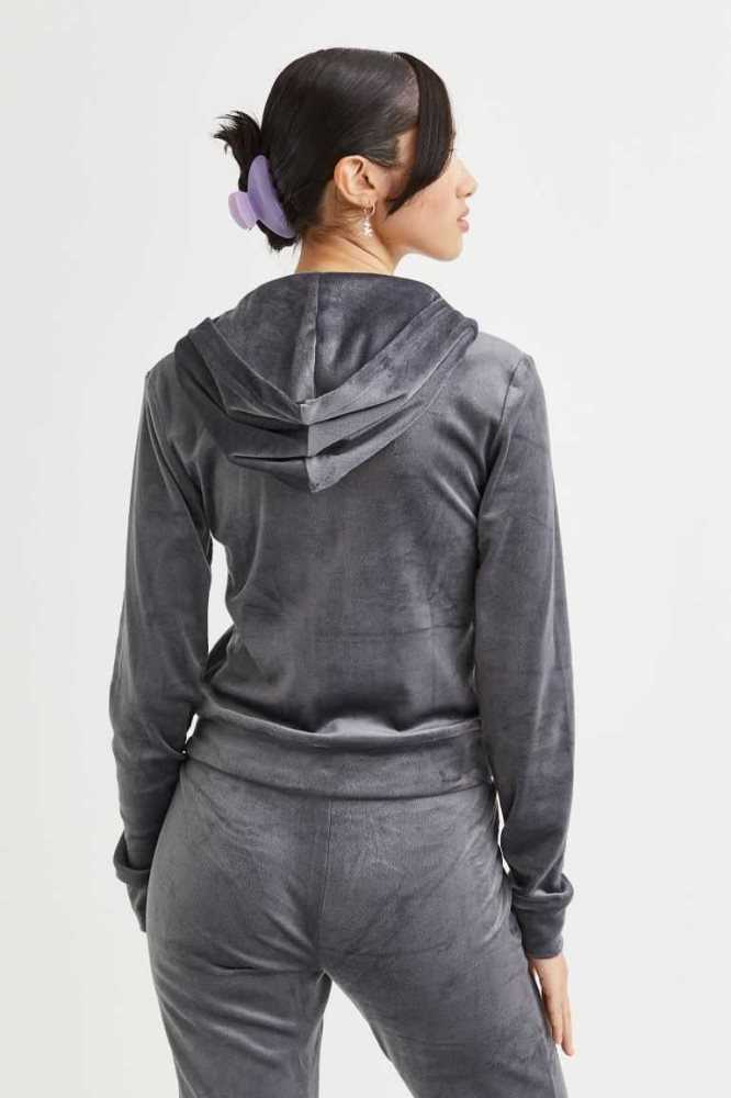 H&M Velour Mit Kapuze Jacket Hoodie Damen Helllila | 3694-WARJX